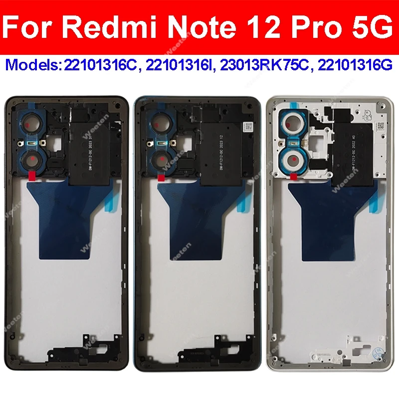 

Middle Frame Housing For Xiaomi Redmi Note 12 Pro 5G Middle Frame Bezel Holder Cover with Side Buttons Replacement Repair Parts