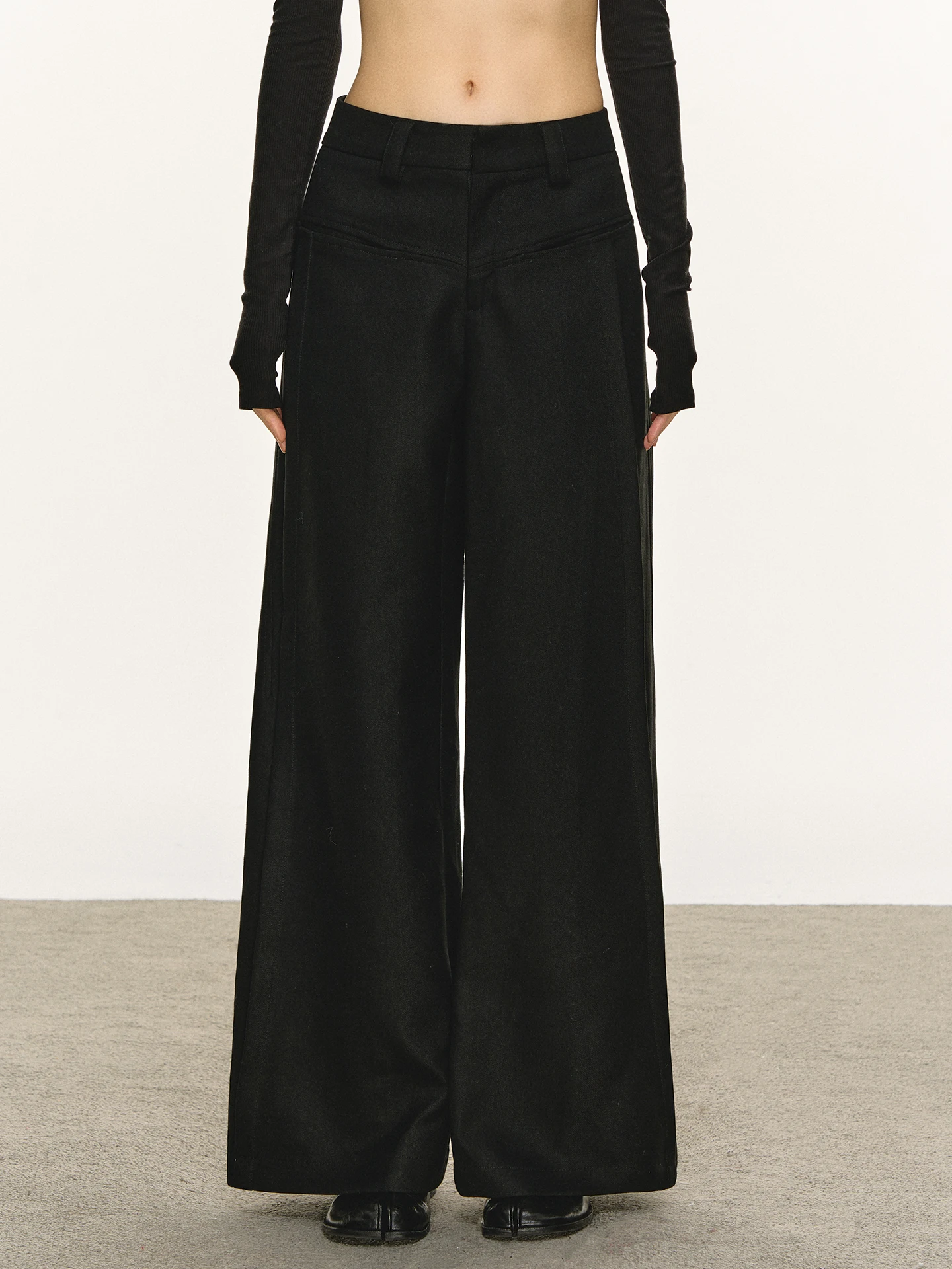 

Женские повседневные брюки Anna Aneae Thiened: осенне-зимние, с низкой талией, прямые, широкие штанины, модные, черные, для офиса