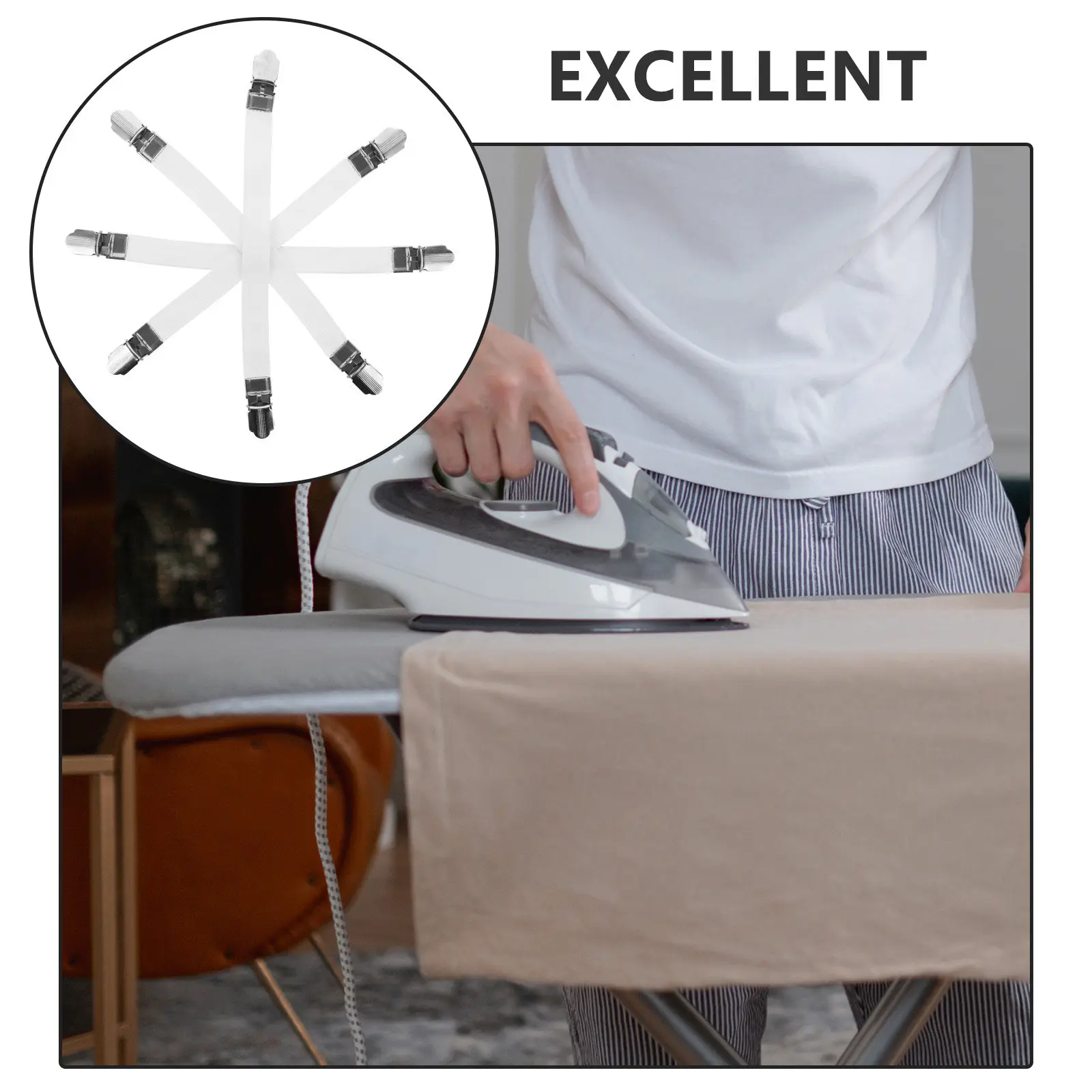 

16Pcs Ironing Board Cover Clips Elastic Fastener Set Strong Grip for All Sizes Remove Home Laundry Accessory