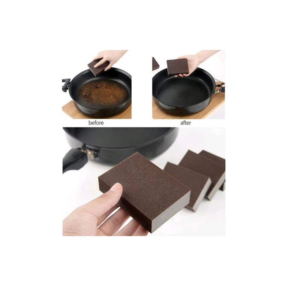 

5pcs Cleaning Sponge Brush Durable Emery Kitchen Scrubber Dishwashing Descaling Eraser Powerful Rust Cleaner