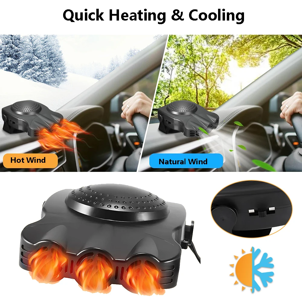 2in1カーヒーター 12ボルト冷却ファン 車用デフロスター 150W バン 夏冬兼用 除霜・霜取り促進