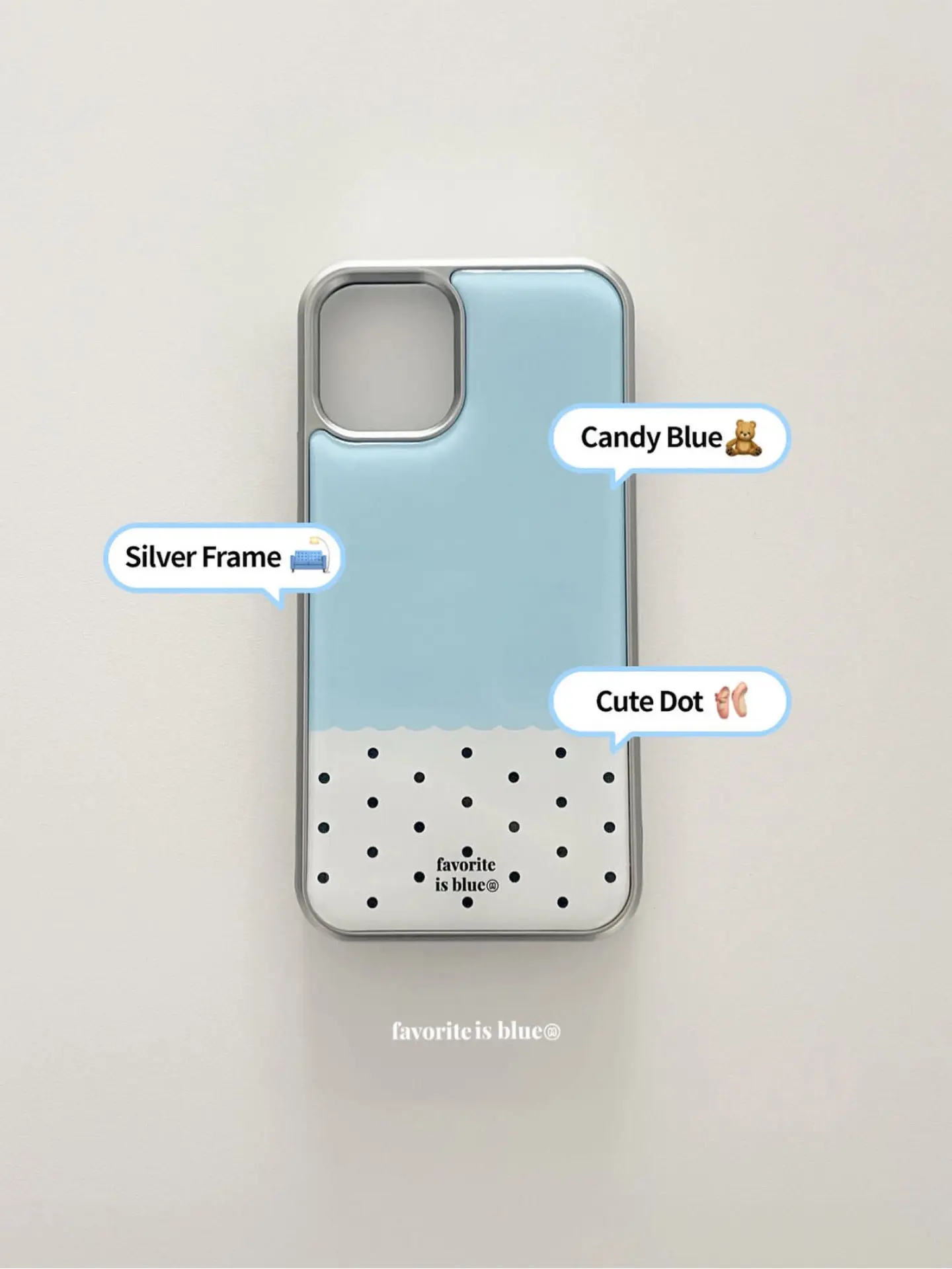 Funda para Teléfono con Marco Metálico Plateado y Diseño de Puntos Blancos y Azul Cielo Estilo Coreano para iPhone 17 Air 16 15 14 13 12 11 Pro Max Max Plus Y2K