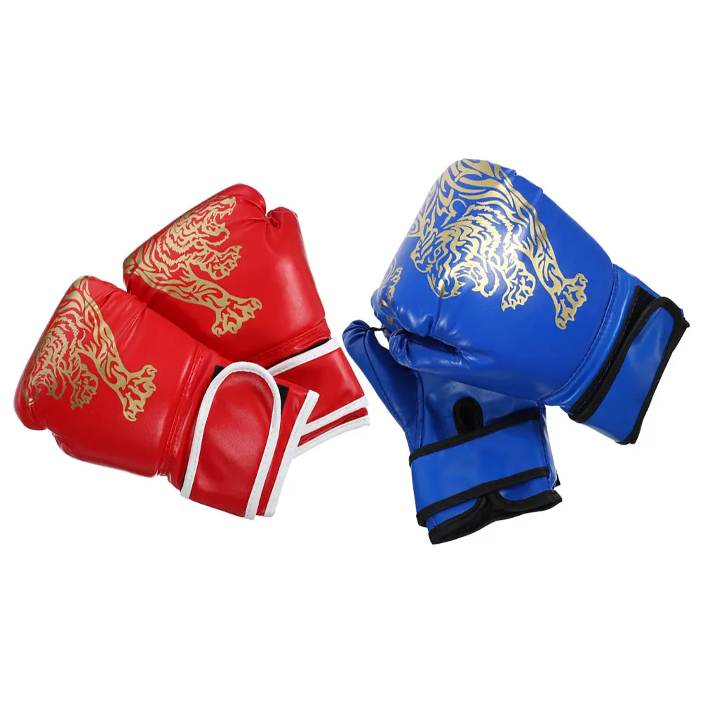 

2 Pairs Children Boxing Gloves Kids Spar Training Cartoon Red EVA PU Material Anatomic Shape Widened Wrist Wrap Shock