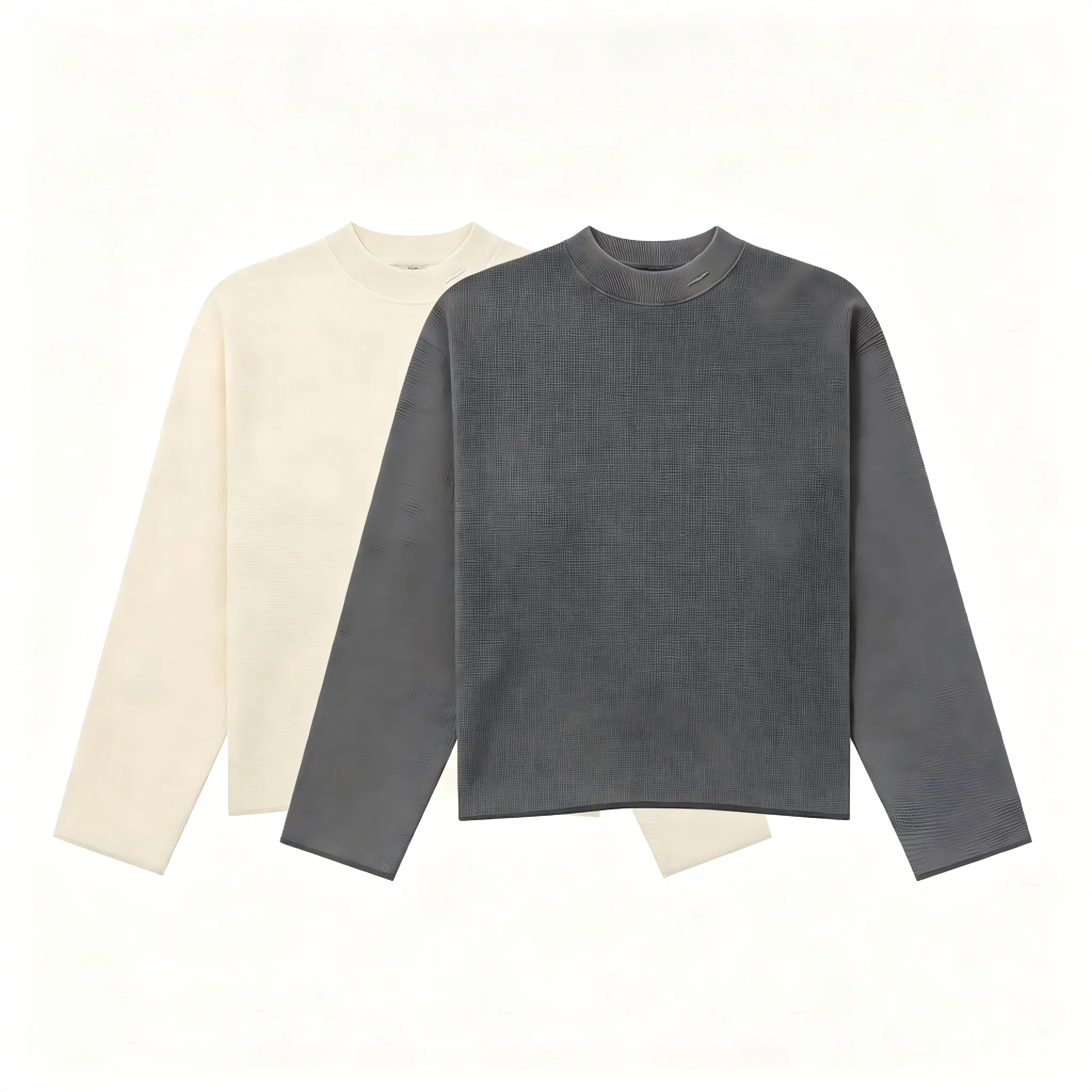 Waffle round-neck summer new style solid-color basic pants long-sleeved t-shirt for men and women