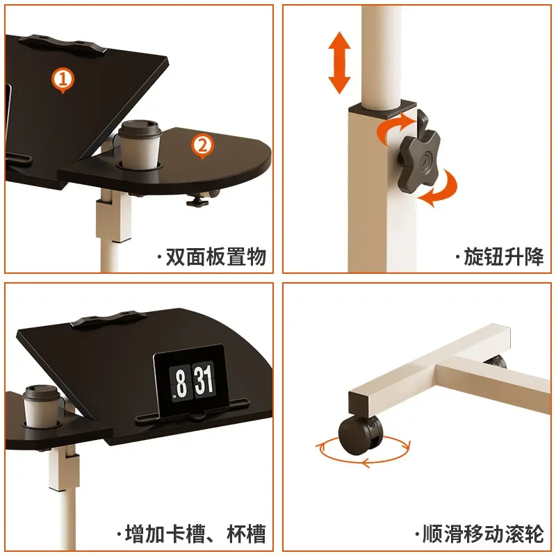 Mesa de cabeceira móvel para laptop, Mesa do computador em pé, pequena apresentação Desk