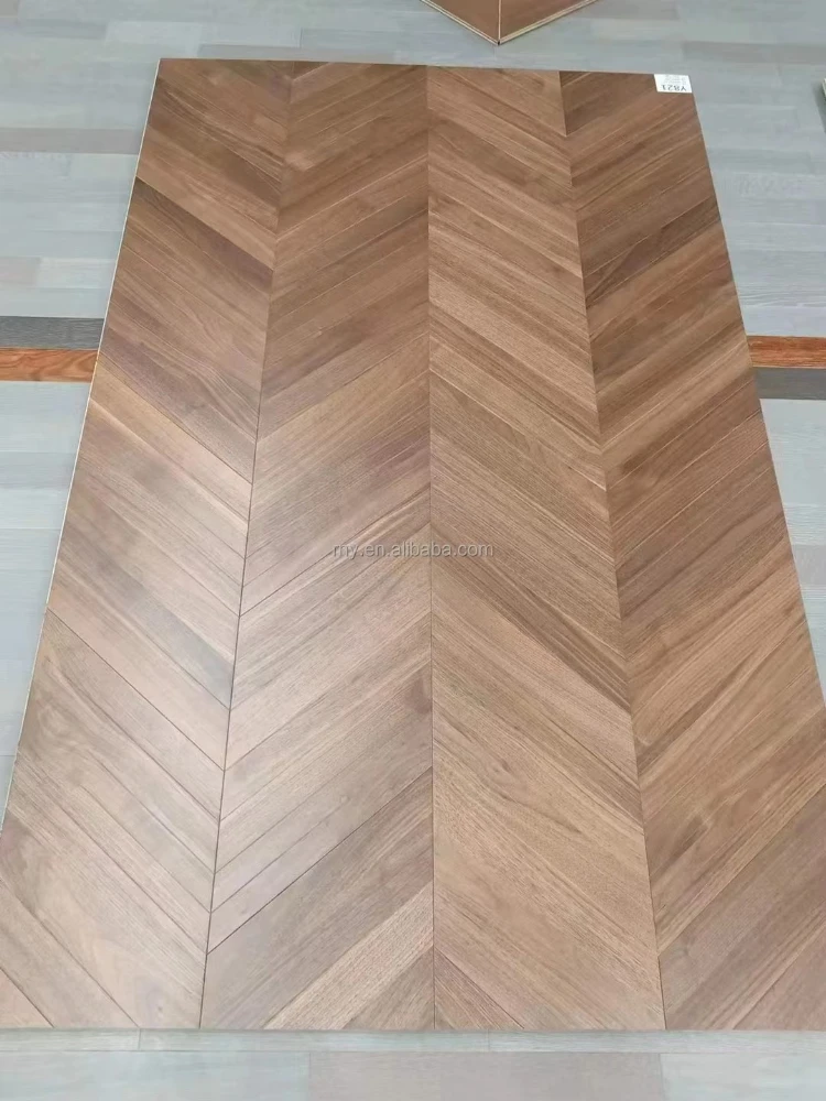 نسخة مخصصة من أرضية الباركيه من خشب الجوز الأمريكي أرضية باركيه على شكل عظمة السمك #2