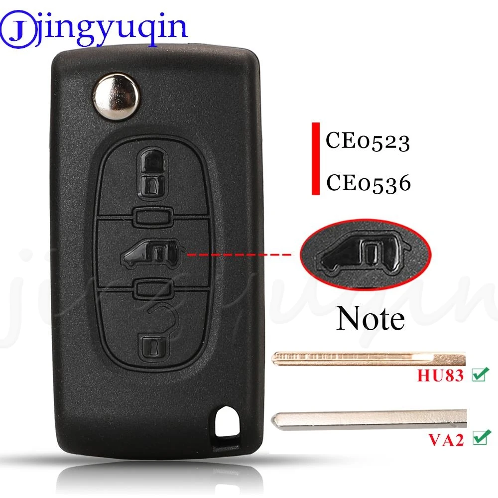 Jingyuqin 3 Buttons Remote Car Key Shell Cover Case For Peugeot Partner 407 For Citroen Berlingo Dispatch  Replacement