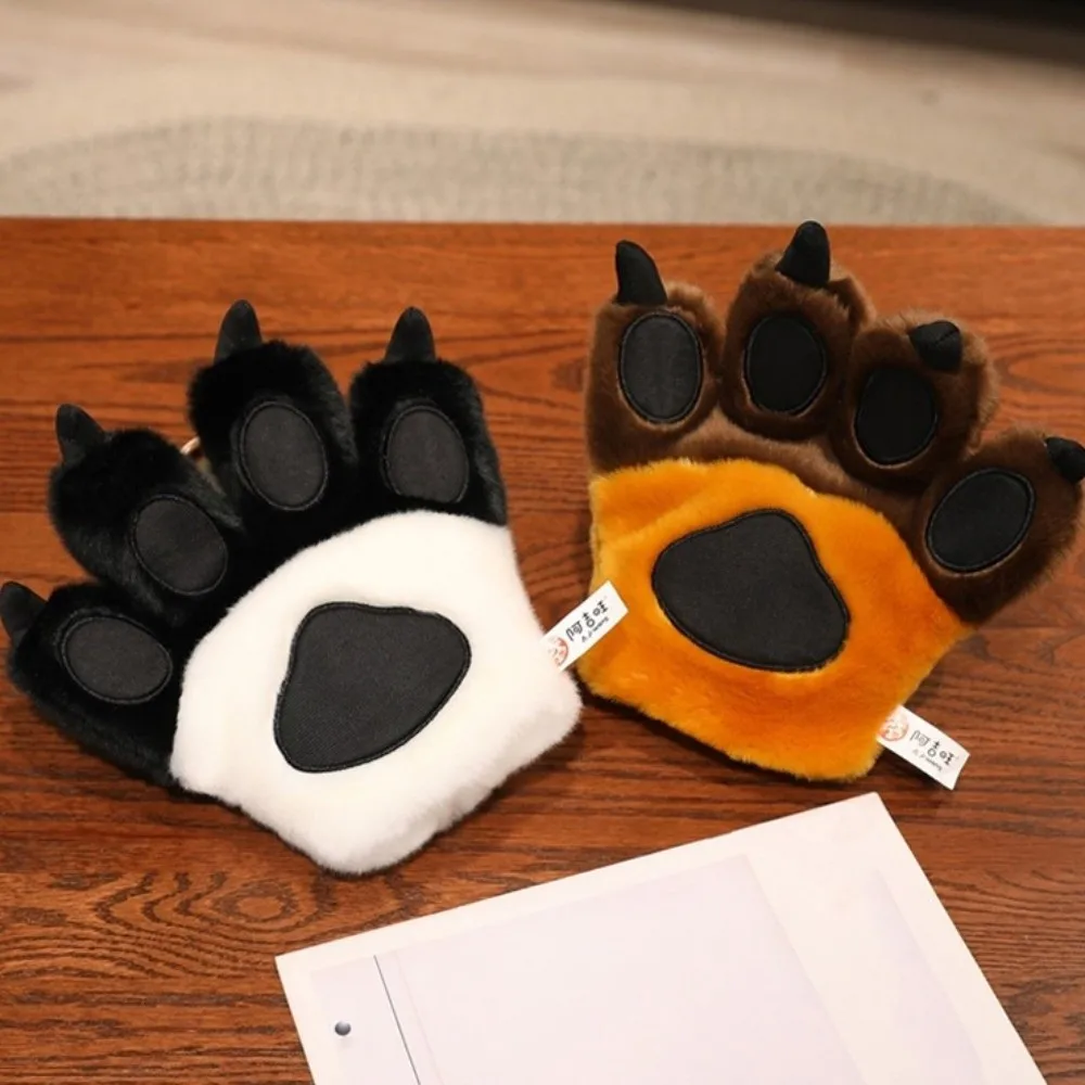 Simulated Animal Paw Gloves Stuffed Furry Texture Faux Tiger Paw Gloves Fluffy Striped Design Bear Paw Gloves Cosplay Costume