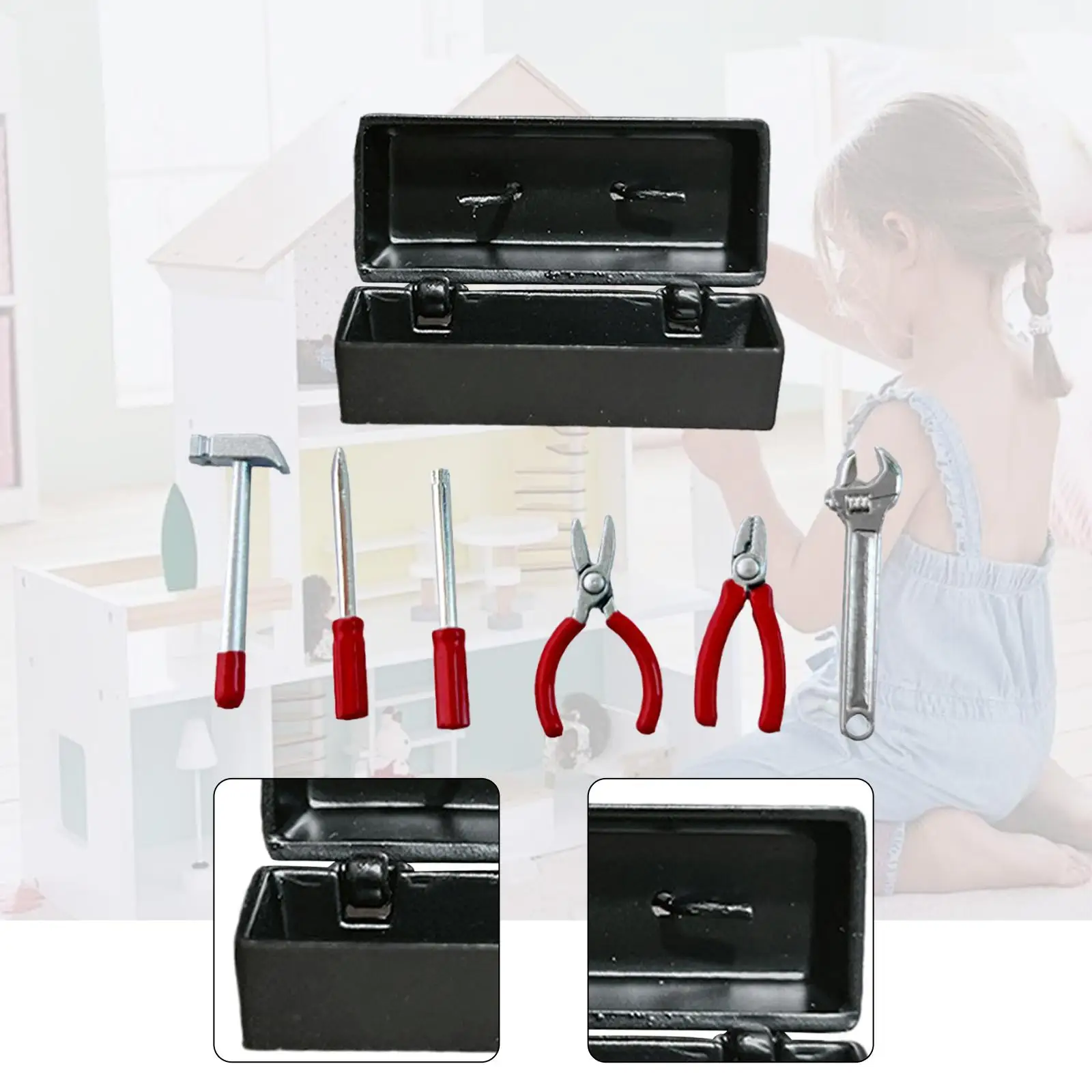 Miniature Repair Tool Box, Miniature Furniture, Simulated Dollhouse Accessories,