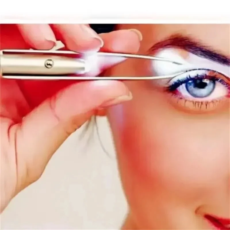 【Hot sales】LED-Illuminated Portable Stainless Steel Eyebrow Tweezer for Precise Hair Removal and Makeup Application