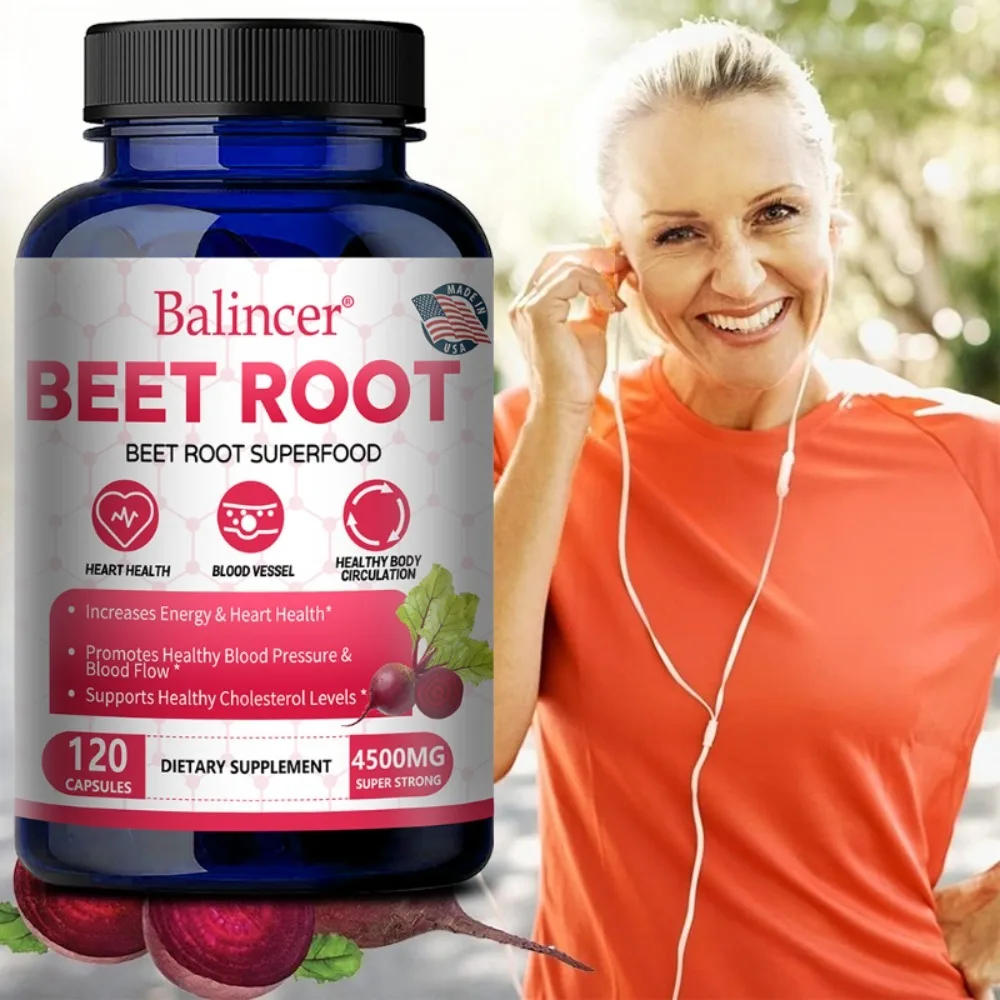 Organic Beetroot Capsules - Promotes Blood Circulation, Boosts Energy, Non-GMO - 120 Capsules
