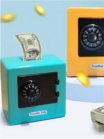 Mini Bank Money Box Retro Atm Rotating Password Cash Coins Saving Box Bank Safe Box Automatic Deposit Banknote Christmas Gift