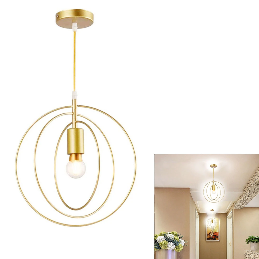 

Vintage Antique Golden Circle Pendant Lights Originality Plated Vacuum Modern Led Lamp Bar Counter Hanglamp Simple Metal E27