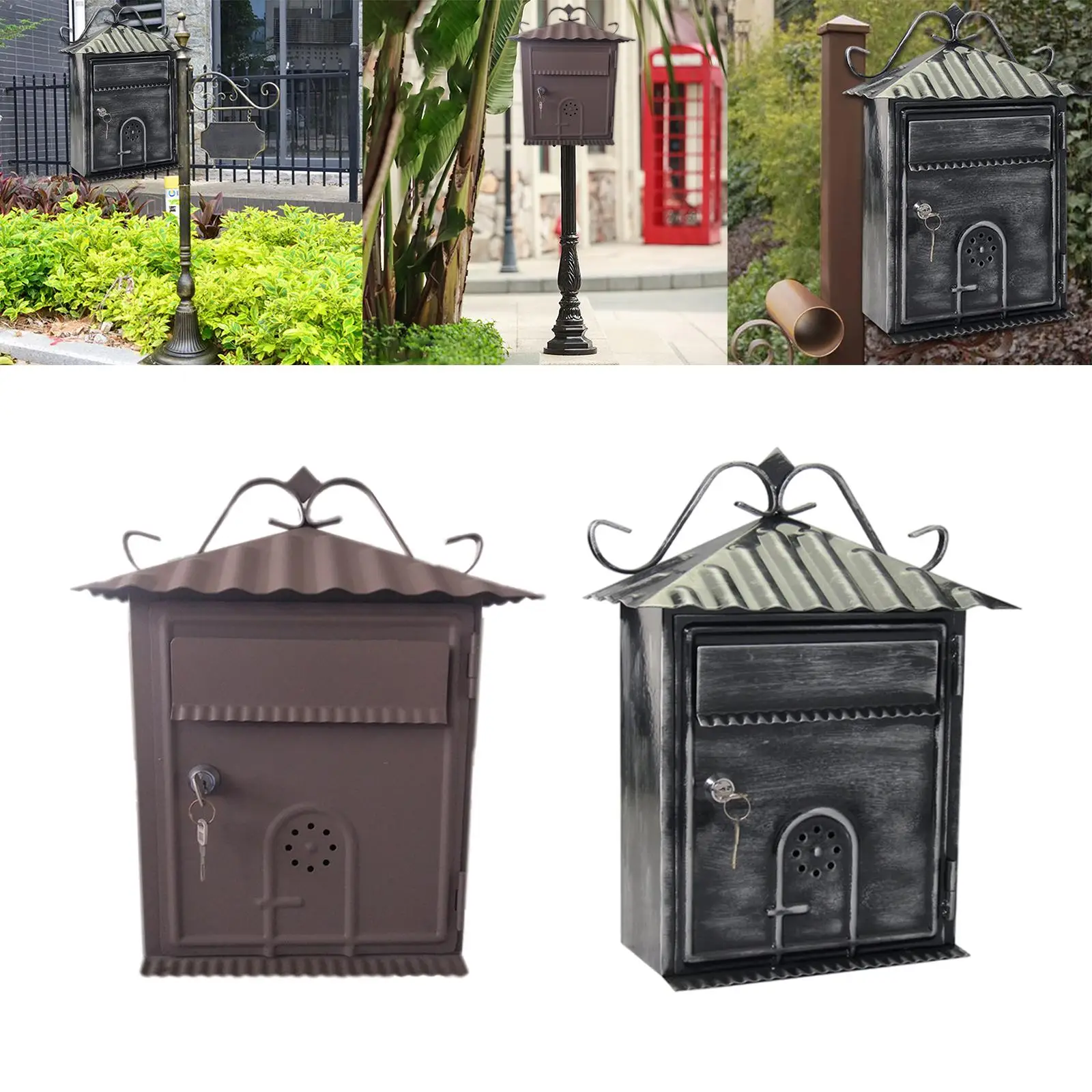 Letter Box Mailbox Wall Mount European Locking Security Iron Apartment Post