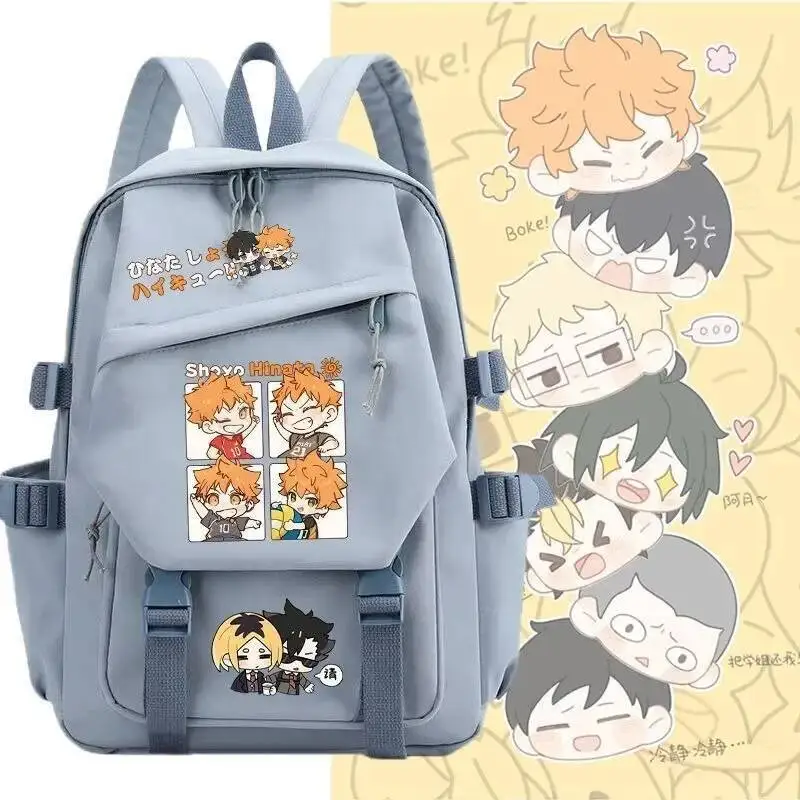 

Anime Game Black Blue Pink Haikyuu Student Teens School Bags Large Capacity Mochilas Backpacks For Gift