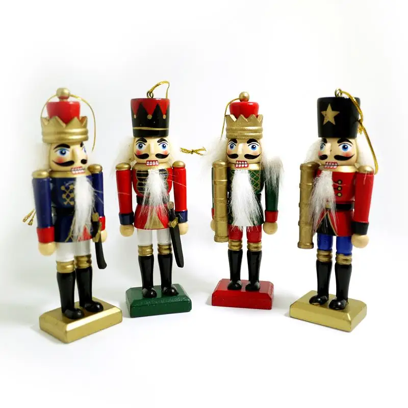 13cm Puppets Doll Toy Nutcracker Boxed Walnut Soldiers Painted Wooden Children Christmas Gift 4 Pcs/Lot Ht024