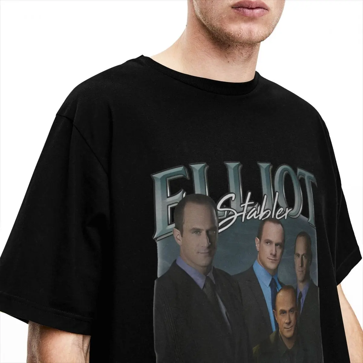 Retro Elliot Stabler Bootleg Shirts for Men Women Law and Order Fun Pure Cotton Tees Round Neck Short Sleeve All Seasons Clothes