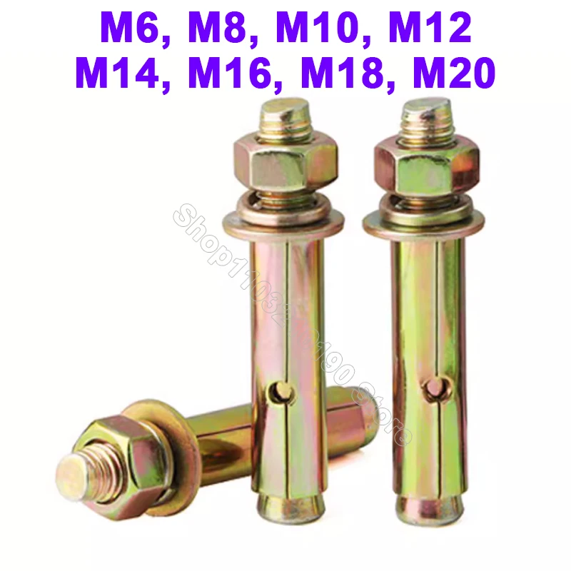 

1Pc External Built-in Expansion Screw Bolt Anchor Color Zinc Plated Fix Bolts M6 M8 M10 M12 M14-M20 Sleeve Anchor for Concrete