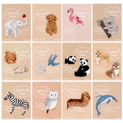 1 Piece 2-5 cm Iron on Patch Embroidery Zebra Kangaroo Raccoon Koala Owl Flamingo Giraffe Elephant for Clothing DIY Accessories