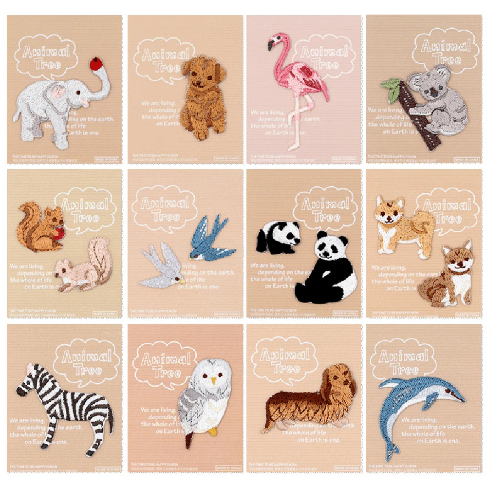 1 sztuka 2-5 cm Żelazko na łacie Haft Zebra Kangur Szop Koala Sowa Flamingo Żyrafa Słoń na odzież DIY Akcesoria