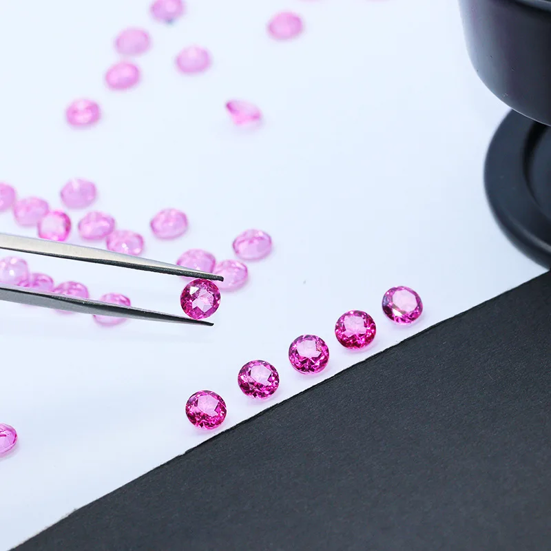 

50 шт./лот, не допуск, высокая температура, круглый розовый топаз, подходит для сборки ювелирных изделий своими руками