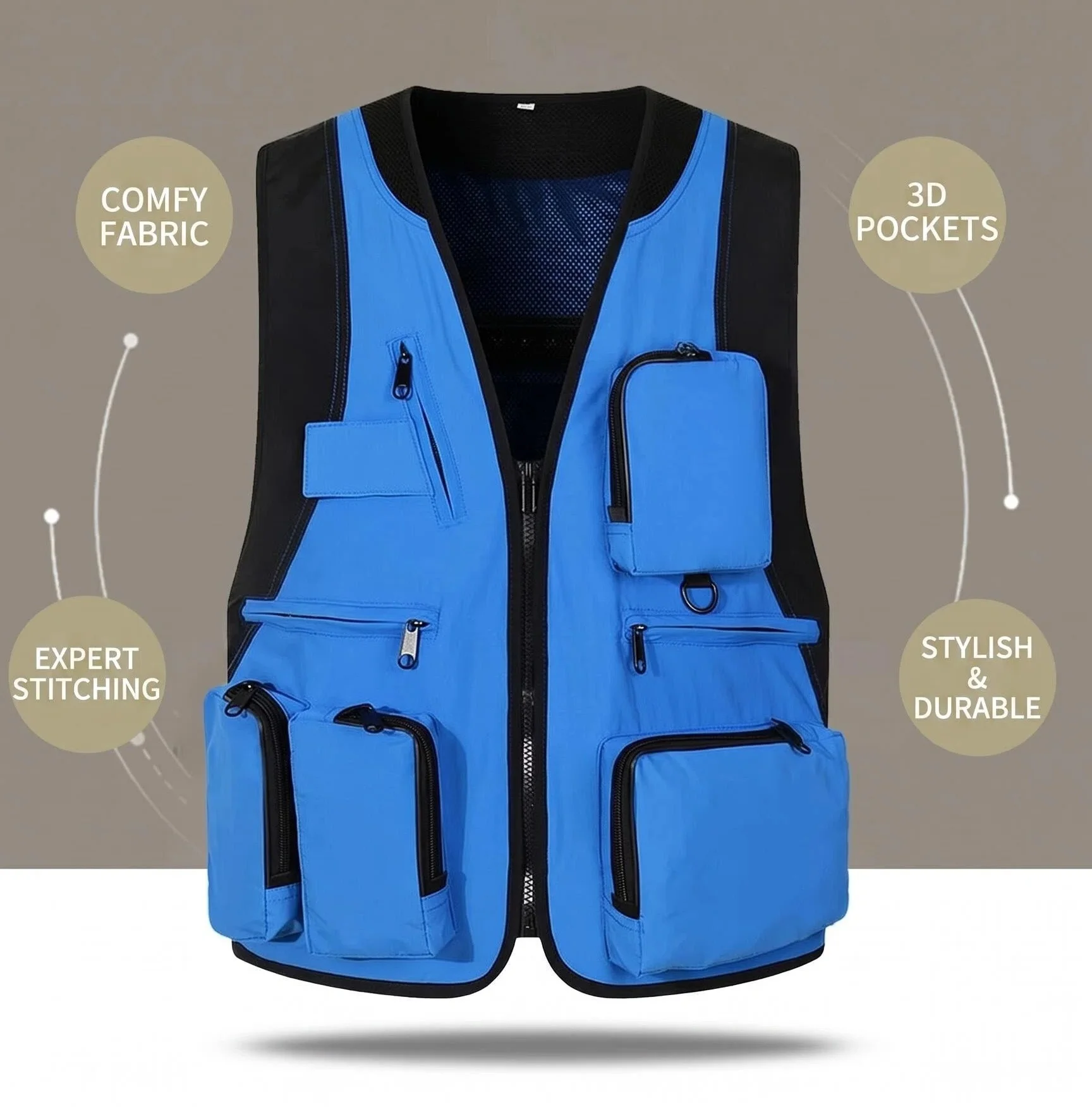 New Arrival High End Outdoor Fishing Advertising Restaurant Team Vest Multi-pocket Fashion Colors  Custom Printed Logo