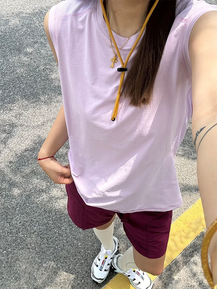 Chaleco deportivo de seda de hielo seco Qui para mujer, camiseta de verano al aire libre para correr por la mañana, camiseta de Svel, Top transpirable