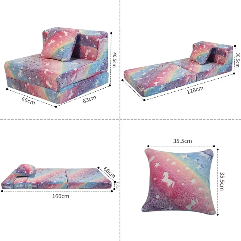 

Manufacturer luminous folding children's sofa seat cushion Amazon cross-border sofa cushion high-density sponge bed cushion