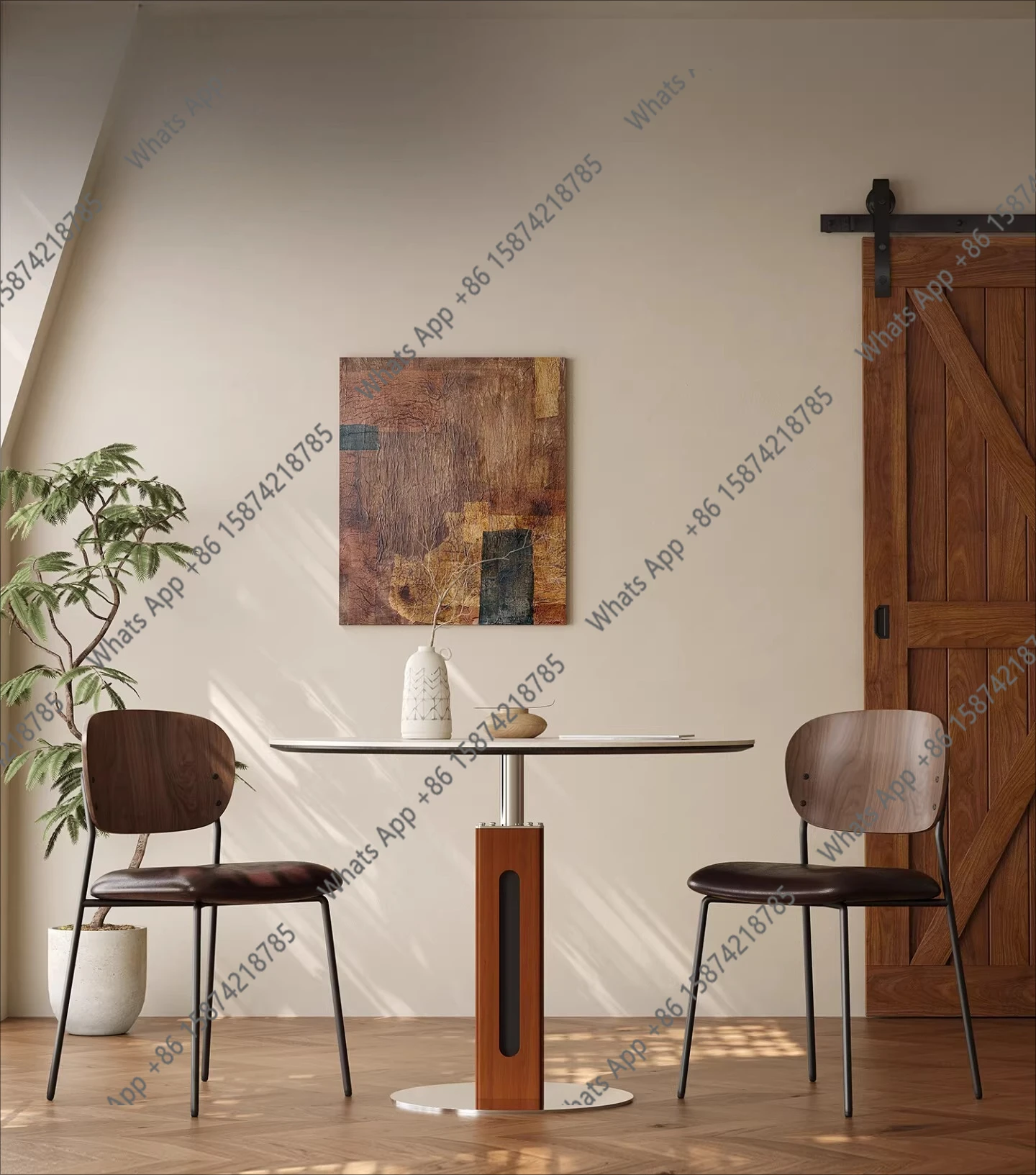 

Французский круглый обеденный стол из травертина и сланца в средневековом стиле для дома и гостиной, новинка 2025 года