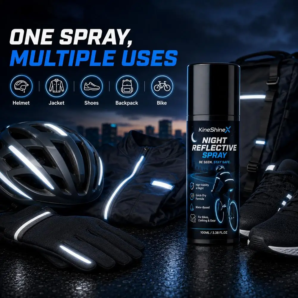 100ML Night Reflective Spray, Clear Reflective Coating Spray Paint Weatherproof Safety For Nighttime Cycling, Running, Walking