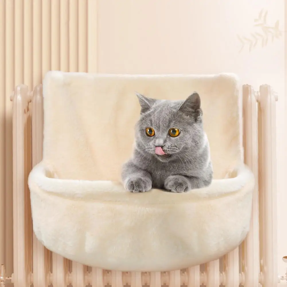 Removable Cat Bed Cover Cat Nest Platform Cozy Cat Radiator Bed with Metal Frame Plush Hammock for Heaters Foldable for Warmth