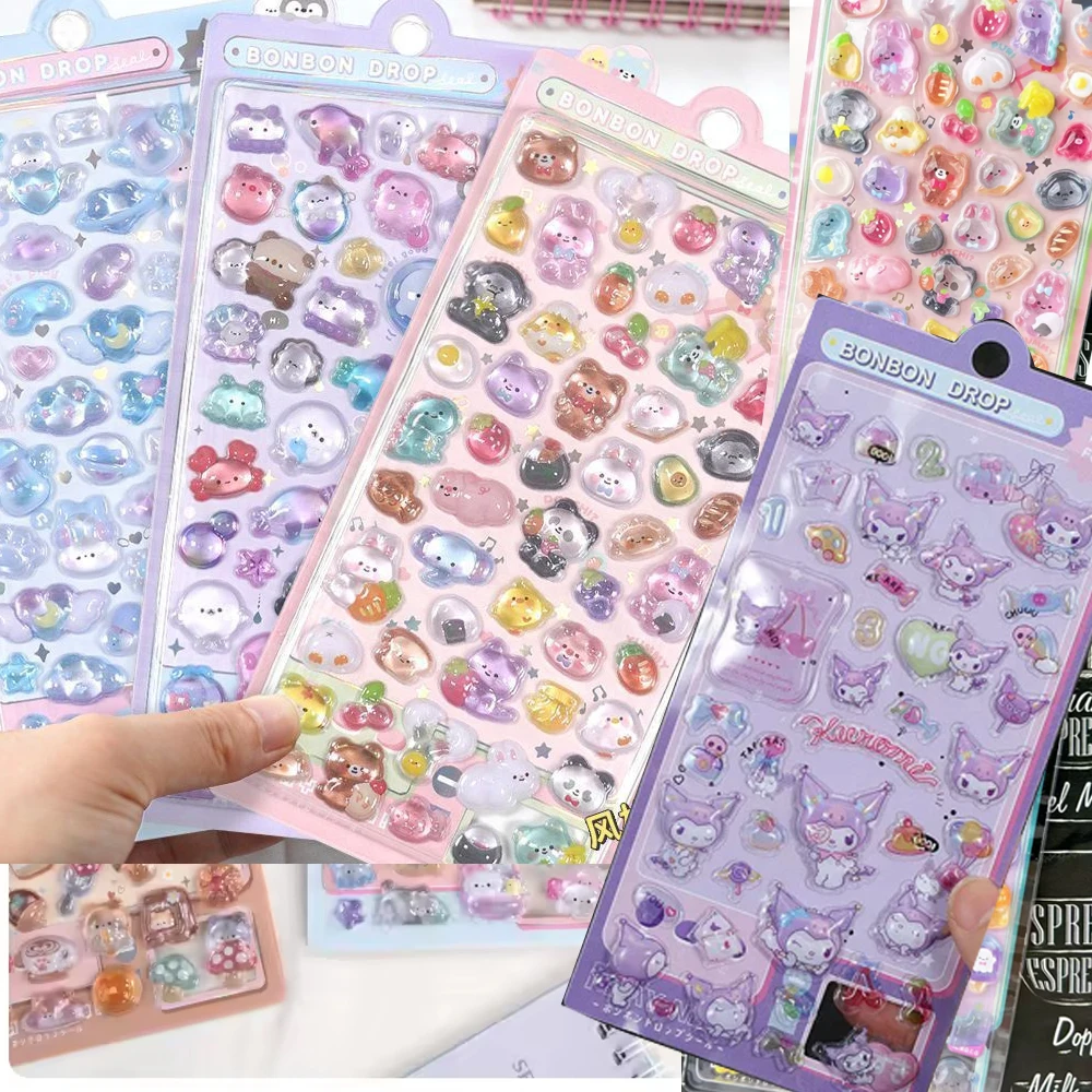 Funny Sweet Furit Ice Cream Pets Drop 3D Relief Sticker Scrapbooking Diy Diary Decor Journaling Stationery Kawaii Stickers