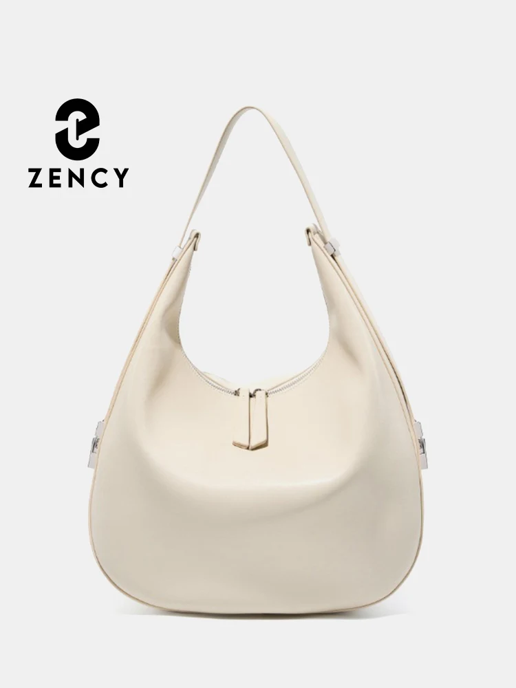 

Zency New 2024 Simple Underarm Bag For Women Soft Two Layer Cow Leather Hobo Shoulder Bag Gift Handbag For Wife Lover Girlfriend