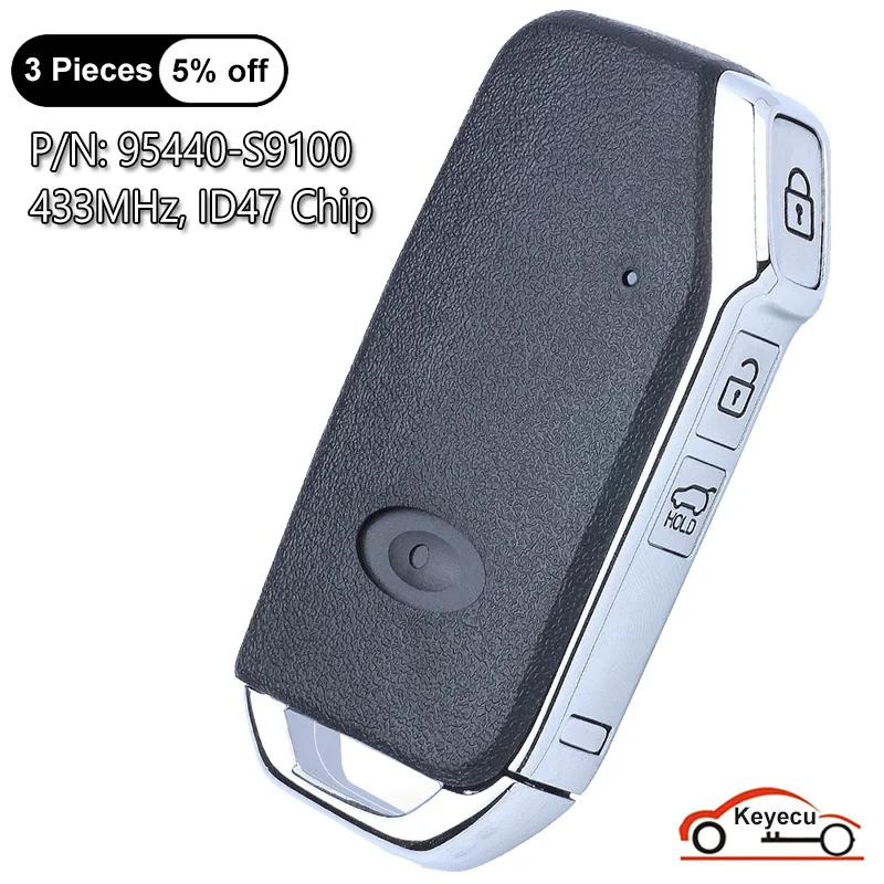 

KEYECU 3 Buttons 433MHz ID47 Chip for Kia Telluride 2020 2021 2022 Auto Keyless Go Smart Remote Control Key Fob P/N: 95440-S9100