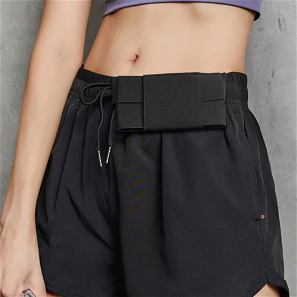 1pcs Invisible Phone Lock Bag Waist Running Bag Belt Pouch Mini Pouch Anti Theft Fanny Pack Elastic Sports Holding Purse Black