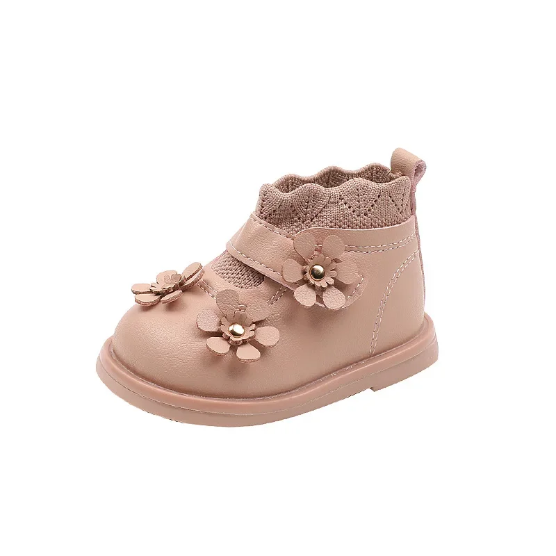 Elegante Babyschoenen Mode Bloem Kinderen Wandelschoenen Antislip Lief Kind Meisje Causaal Enkele Schoenen Winter Prinses Katoenen Laars