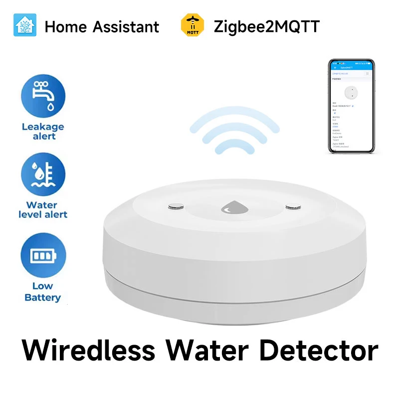 Water Leak Sensor Smart Home ZigBee 2MQTT Water Sensor Controller Waterproof Smart Life Security Protection Remote App Control