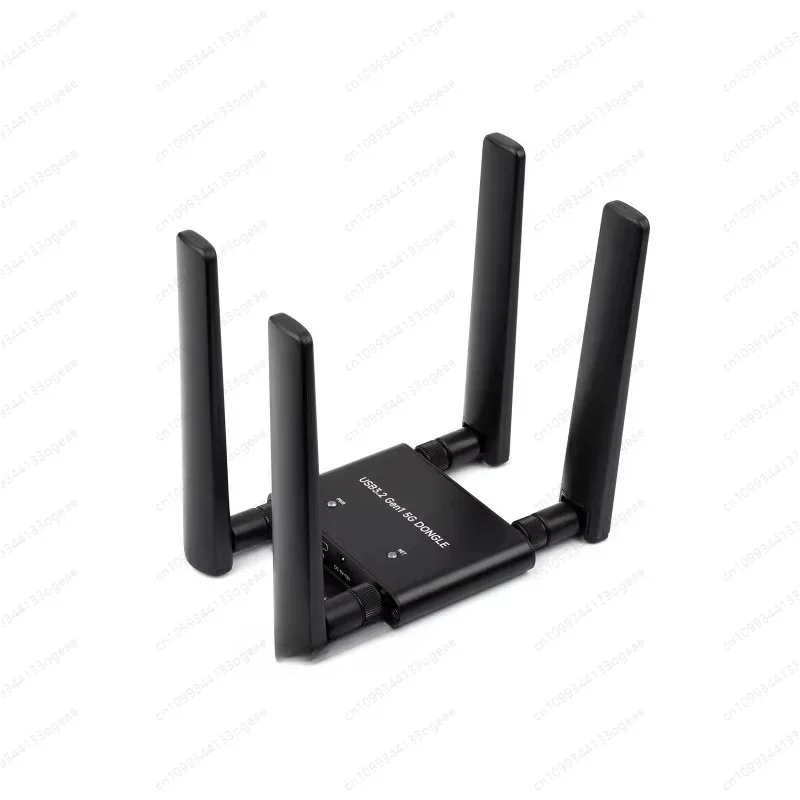 5G DONGLE Expansion Board, USB 3.2 Port, Aluminum Alloy Case, Quad Antennas, Onboard M.2 Key B Interface, Options for 5G Module