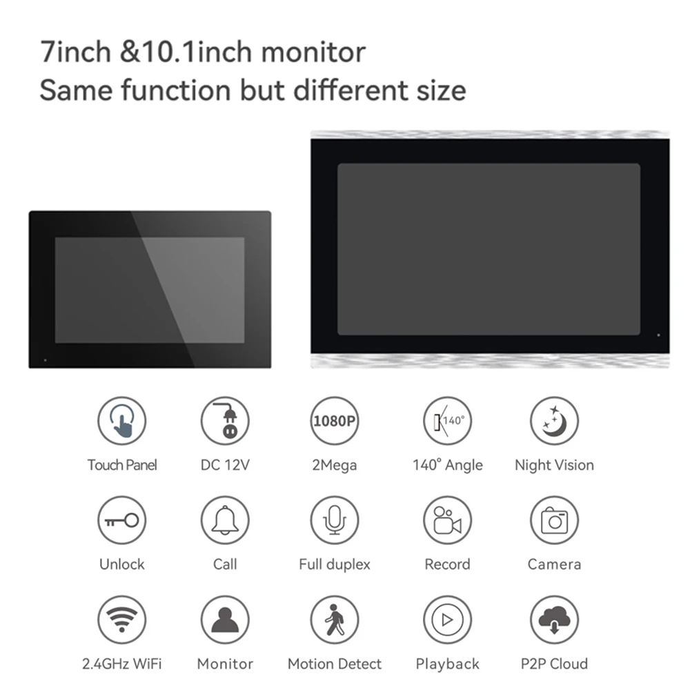 Tuya-sistema de intercomunicación inteligente con Wifi para el hogar, Kit de 2 monitores de 7 pulgadas, timbre de 1080P con cámara para casa privada