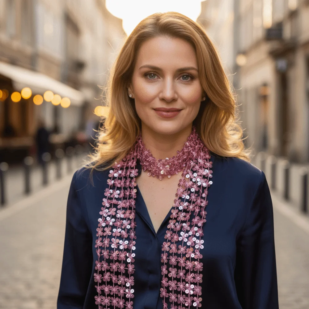 

Fashion Shiny Sequin Scarf Hollow Flower Shape Waist Chain Glitter Embellished Multicolor Sparkling Hair Accessory Dance