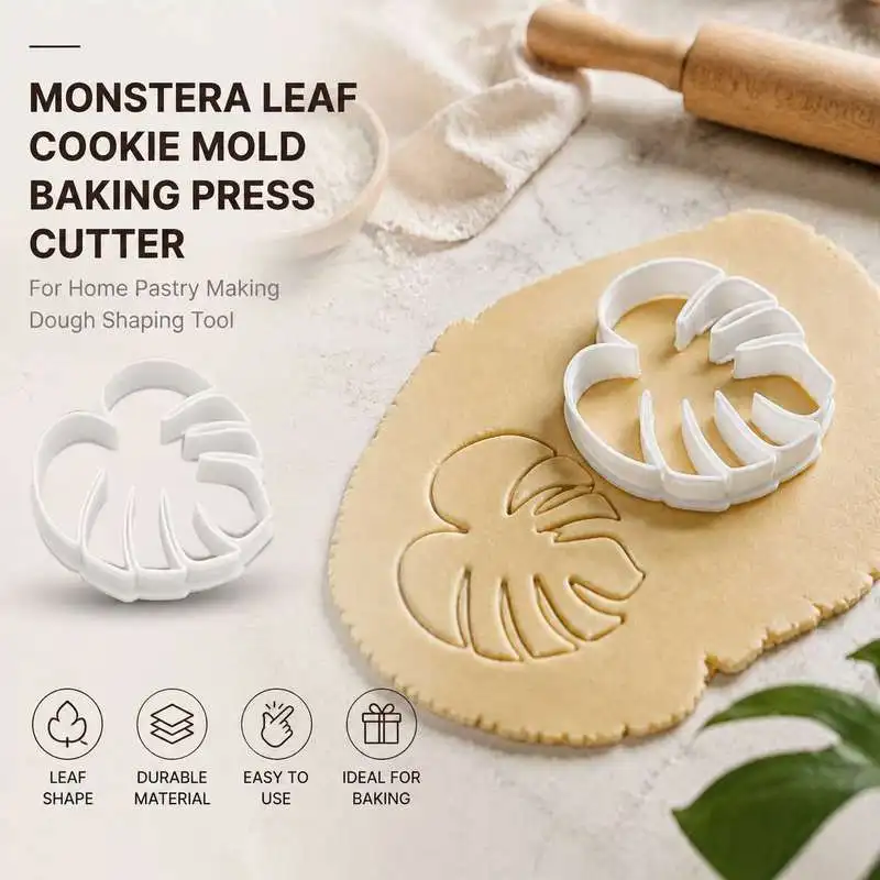 Monstera Leaf Cookie Mold Baking Press Cutter For Home Pastry Making Dough Shaping Tool