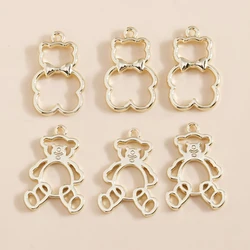 Leslie 8pcs Cute Gold Plated Bear Charms Alloy Animal Pendants for DIY Earrings Necklaces Jewelry Making Accessories Wholesale