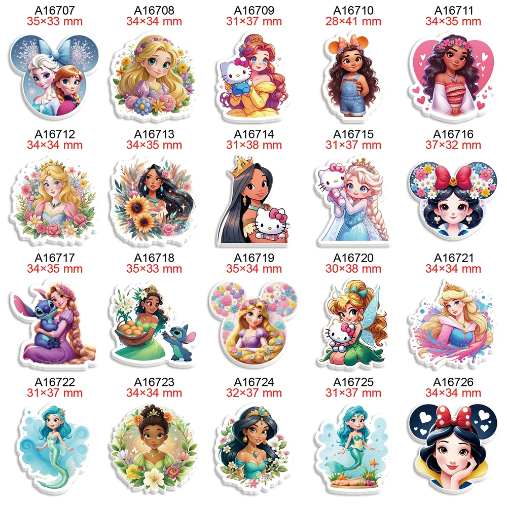 Disney Princess Planar Resin Flatback Accessories 30pcs/lot for Hairbows Decoration Craft Materials