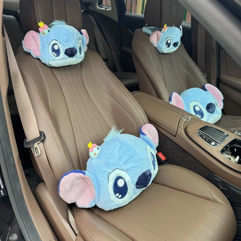 

Car Neck Pillow Headrest Cute Stitch Plush Car Accessories Interior Accesoir Voiture Travel Accessories Car Pillow Decoration