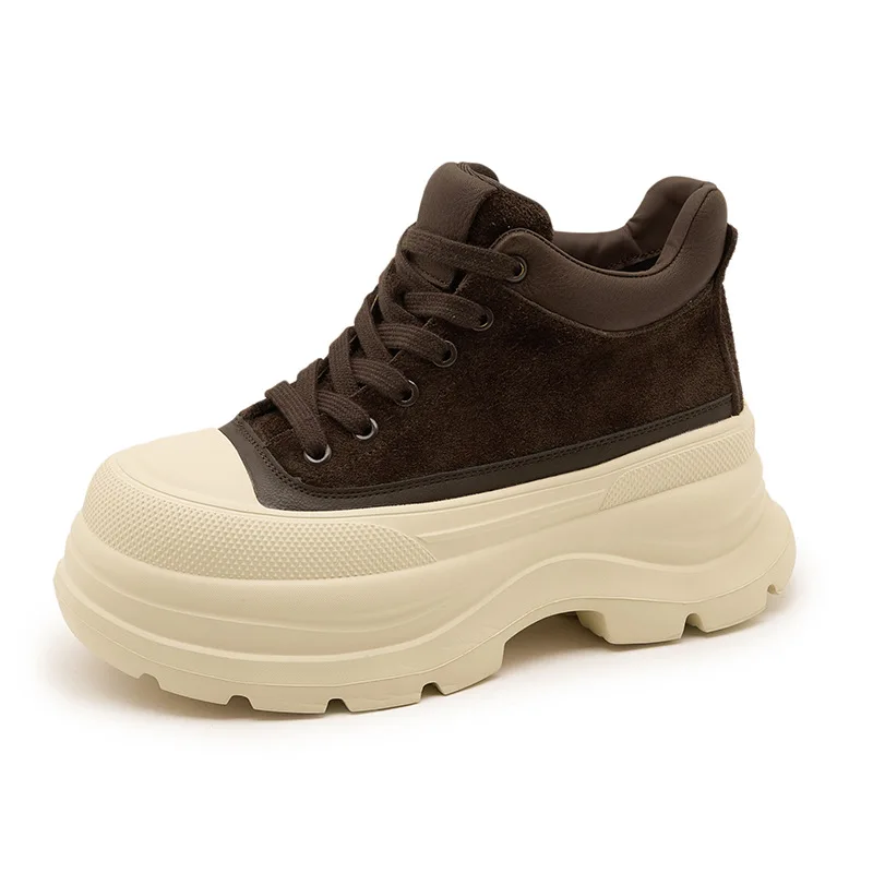 

Fujin 7cm 3 inch Womens High Top Casual Shoes 2025 Fall Winter Platform Sneakers Genuine Leather Trendy Plush Lined Lightweight