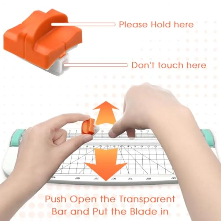 شفرة بديلة لقطع الورق مكونة من 8 قطع مع صندوق تخزين بلاستيكي لتصميم أدوات تشذيب الورق مقاس A4 A5 باللون البرتقالي #6