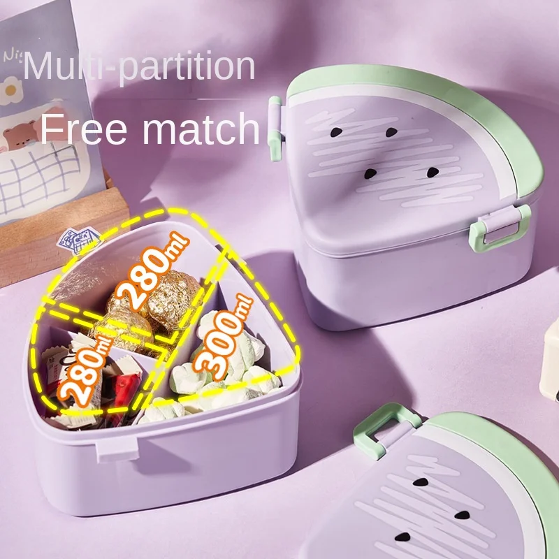Lunch Box Watermelon Shape Division Microwave Heating Cute Cartoon Student Bento Box with Cover  Food Storage Container
