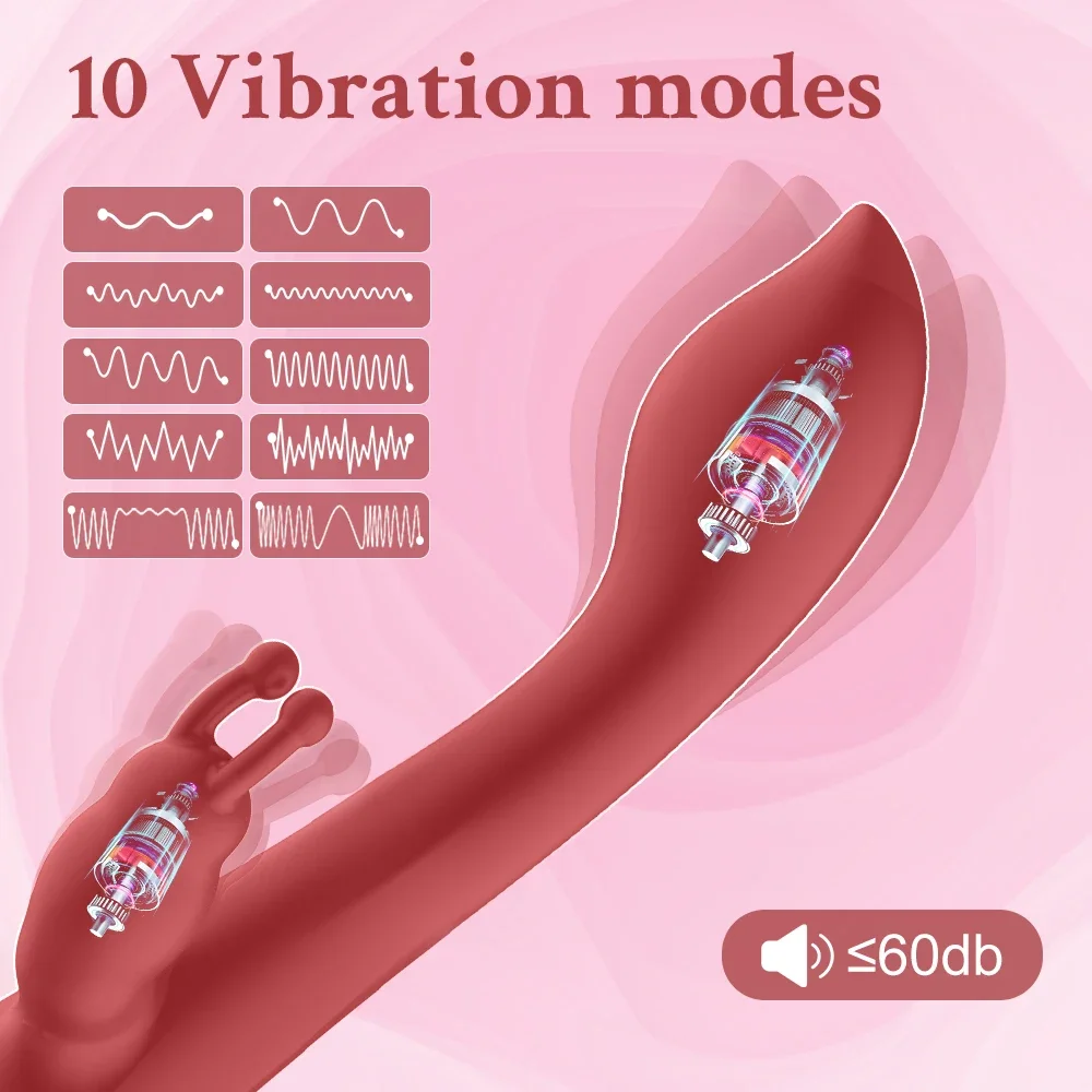 2 in1 Rabbit Vibrator for Women G Spot Nipple Clitoris Stimulator Dildo Massager Adults Masturbator Female Sex Toy for Adults 18