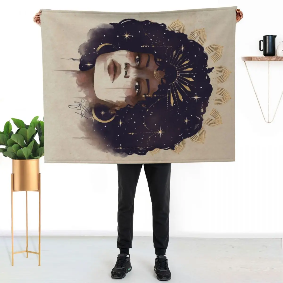 

African Goddess - Celestial Galaxy Throw Blanket Warm Napping Blanket for Office Couch Bed