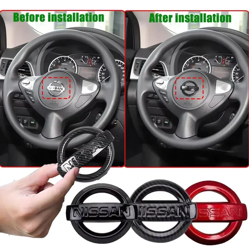 1PC 58mm ABS Car Steering Wheel Logo Emblem Cover For Nissan Tiida Sentra Teana X Trail T30 T32 Almera Qashqai J10 J11 Leaf Juke